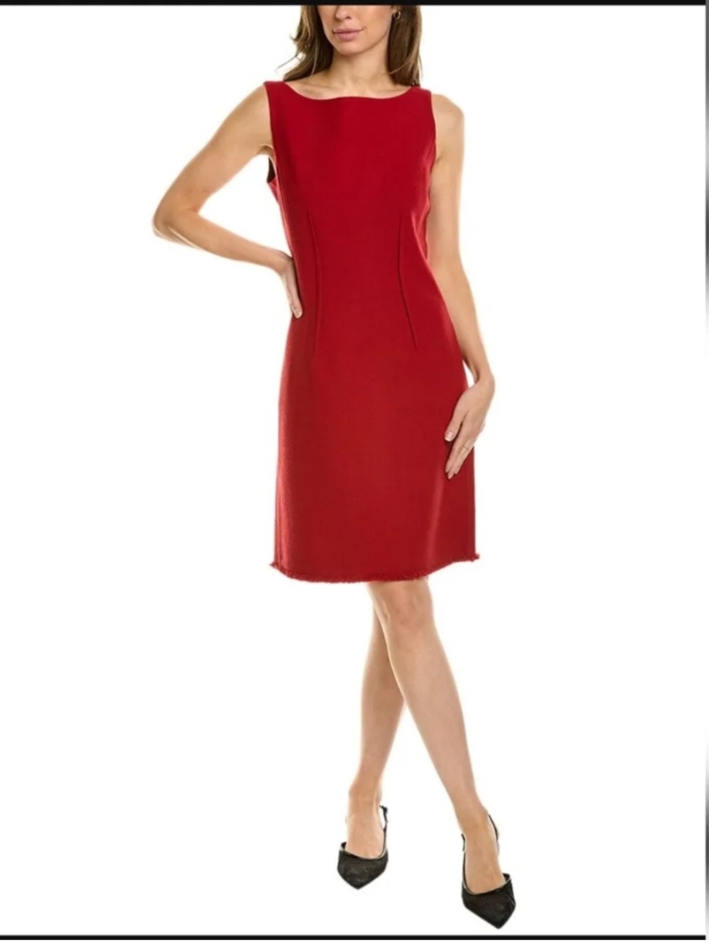 Lafayette 148 New York Red Sleeveless Sheath Midi Dress